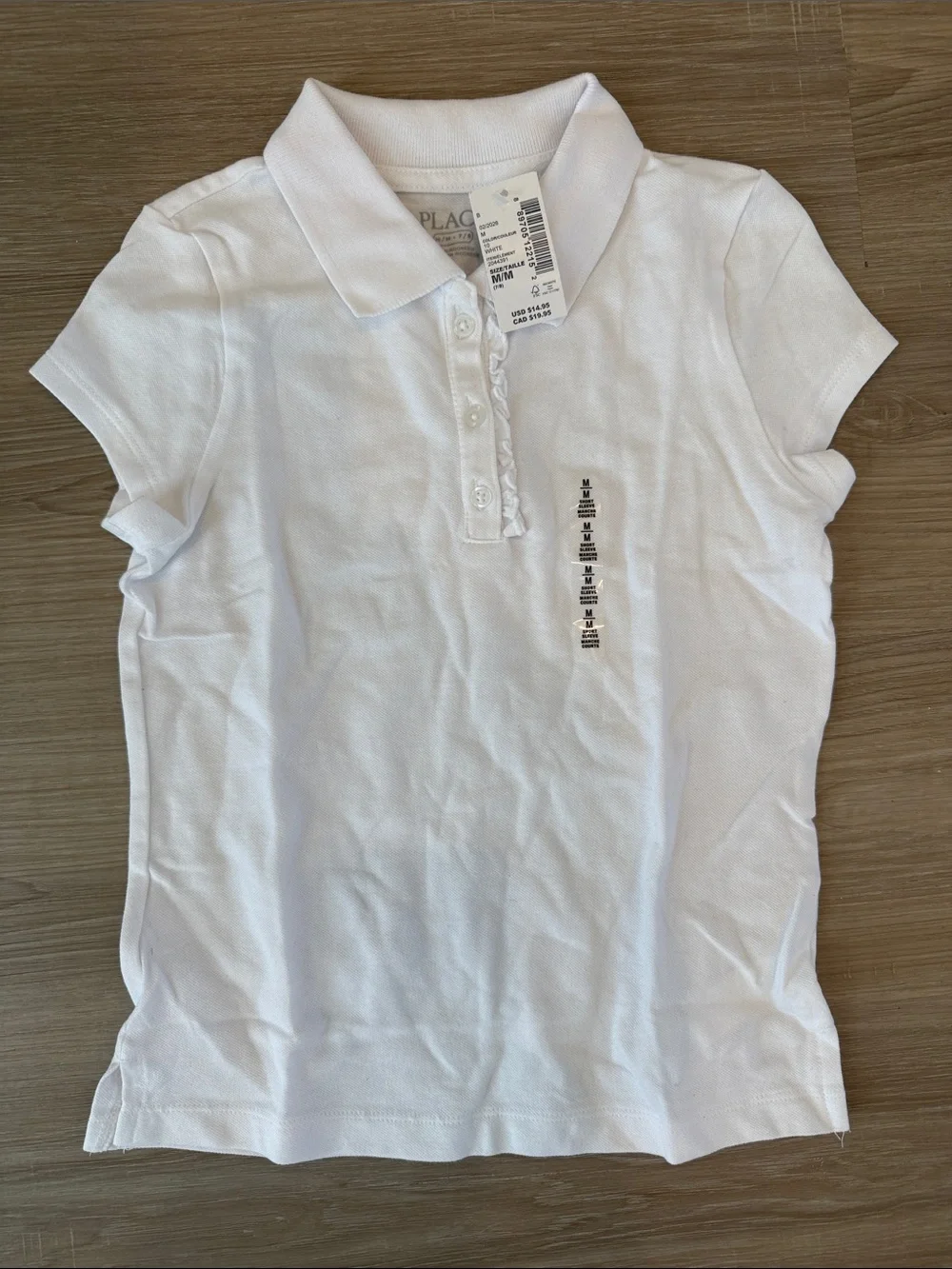 The Children’s Place Girls Uniform Ruffle Soft Stretch Pique Polo - White